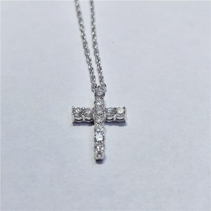 0.25 ct Diamond 14 K White Gold Necklace 2.23 gr