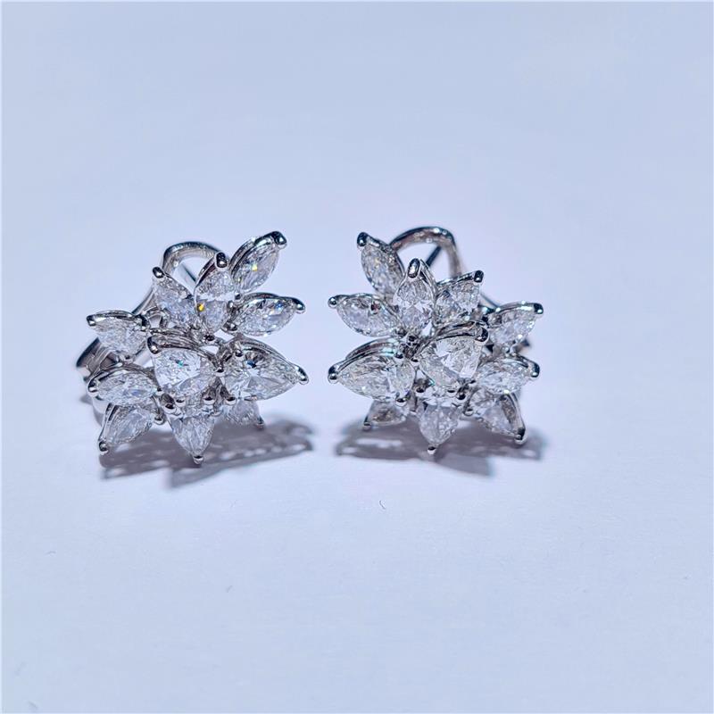 2,79 Карат Бриллиант 18 K Белое Золото Серьги 6,30 гр