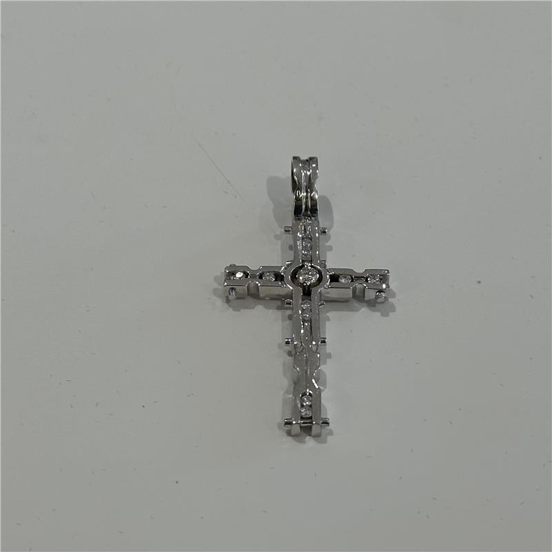 0.42 ct Diamond 14 K White Gold Necklace 9.28 gr