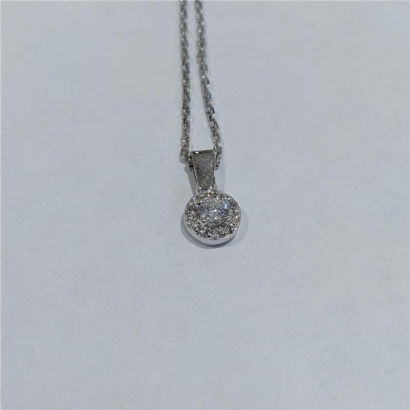 0,23 ct Diamond 14 K White Gold Necklace 2,40 gr