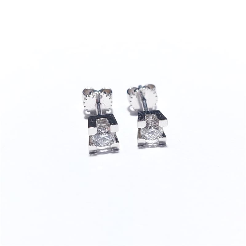 0.32 Карат Бриллиант 18 K Белое Золото Серьги 2.26 гр
