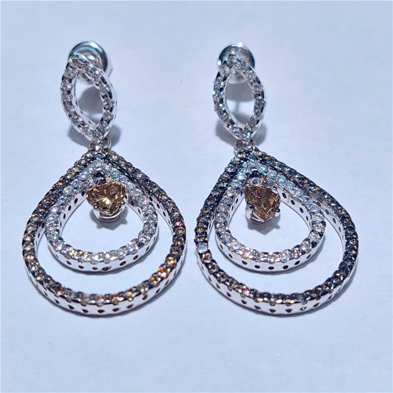 3,17 Карат Бриллиант 18 K Белое Золото Серьги 11,94 гр