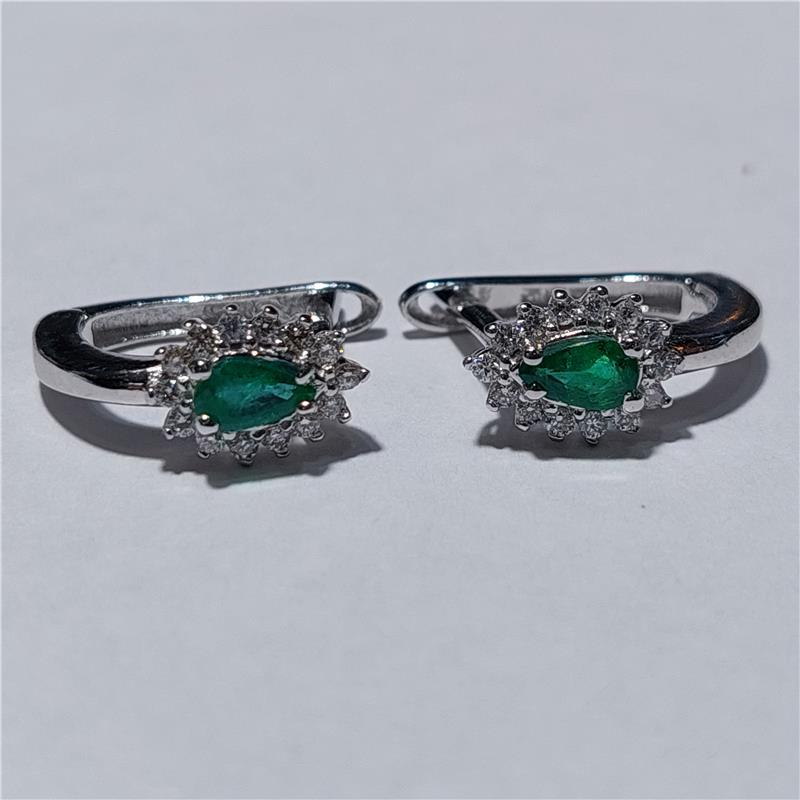 0,28 Карат Бриллиант 14 K Белое Золото Серьги 2,72 гр