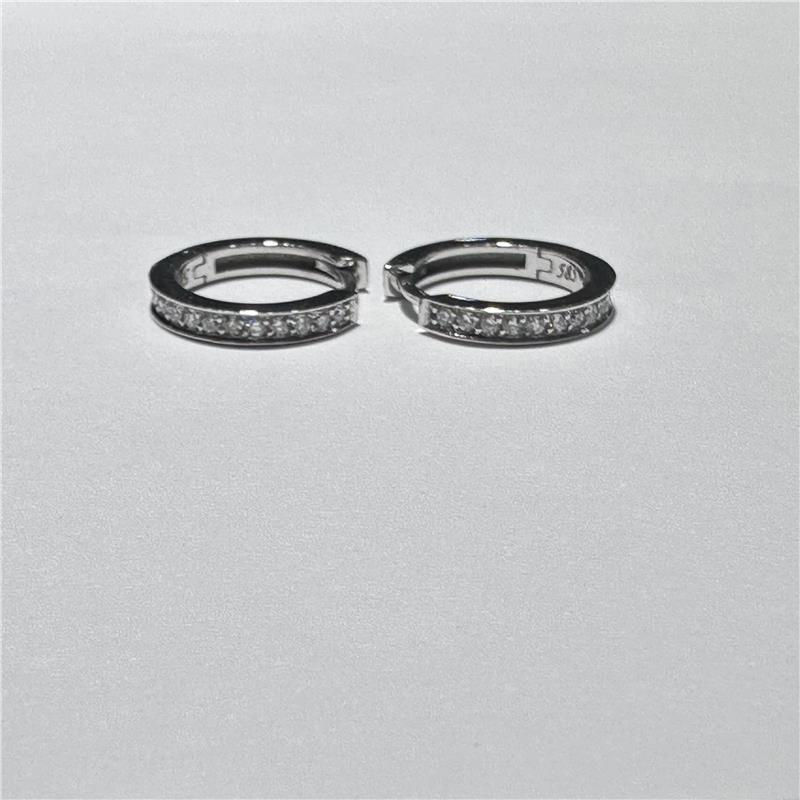 0.29 Карат Бриллиант 14 K Белое Золото Серьги 2.96 гр