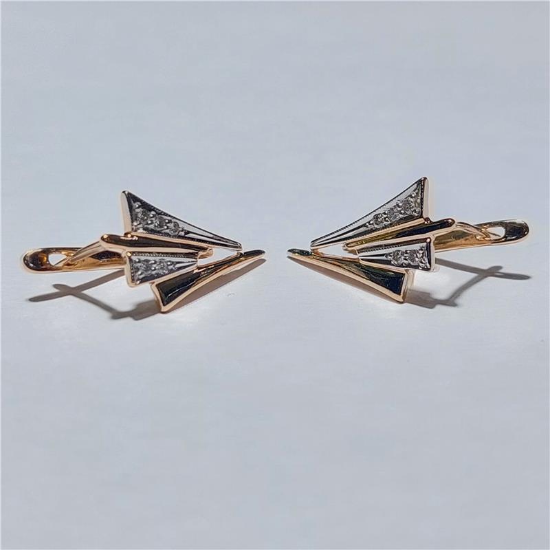 0,10 Карат Бриллиант 14 K Gold Серьги 3,67 гр