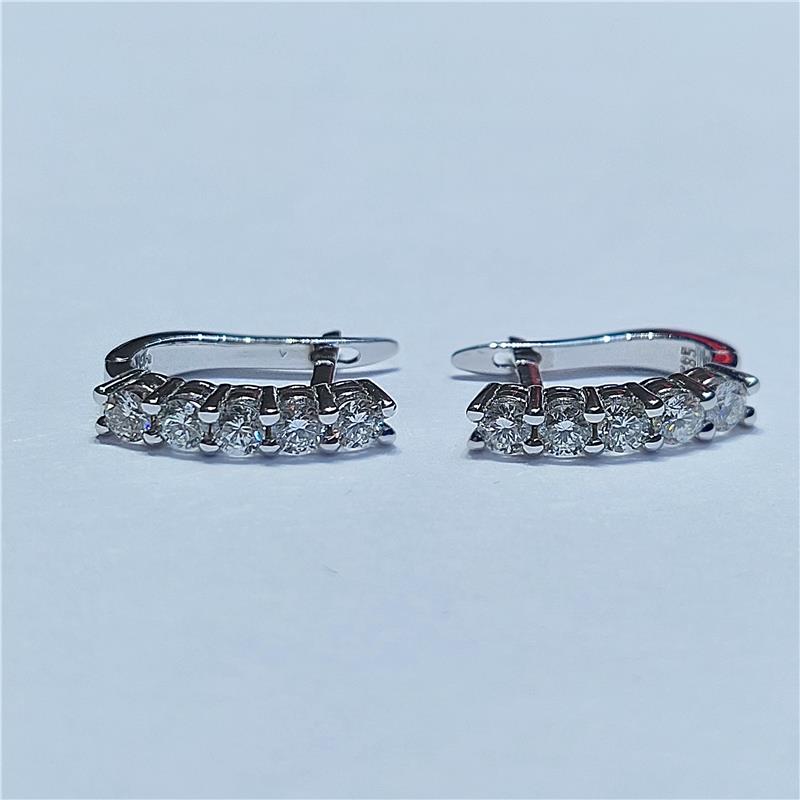 1 Карат Бриллиант 14 K Белое Золото Серьги 3.24 гр