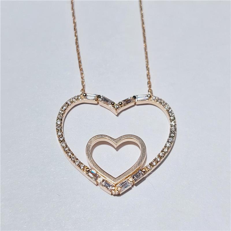 0,48 ct Diamond 14 K Rose Gold Necklace 3,71 gr