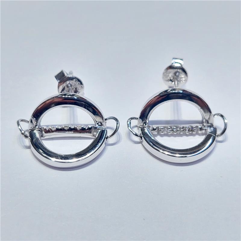 0.06 Карат Бриллиант 14 K Белое Золото Серьги 2.32 гр