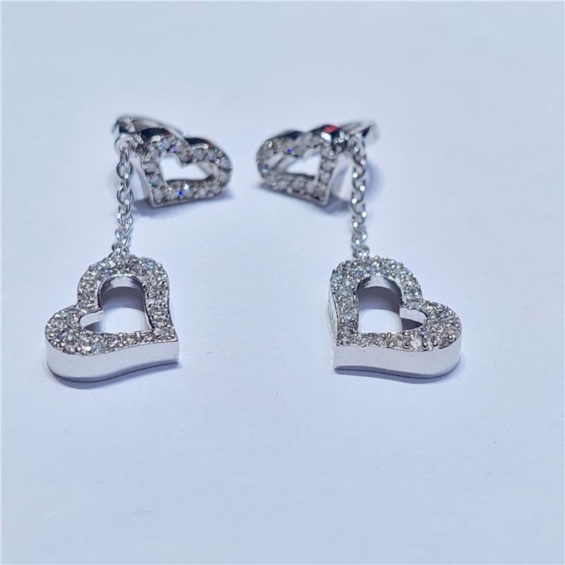 1.46 Карат Бриллиант 14 K Белое Золото Серьги 7.89 гр