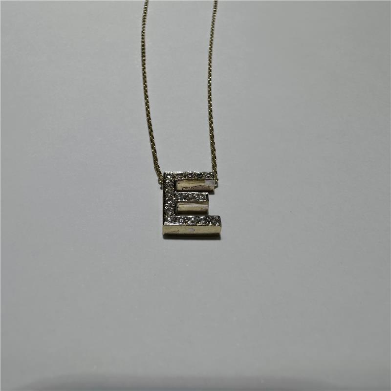 0.17 ct Diamond 14 K Gold Necklace 3.20 gr