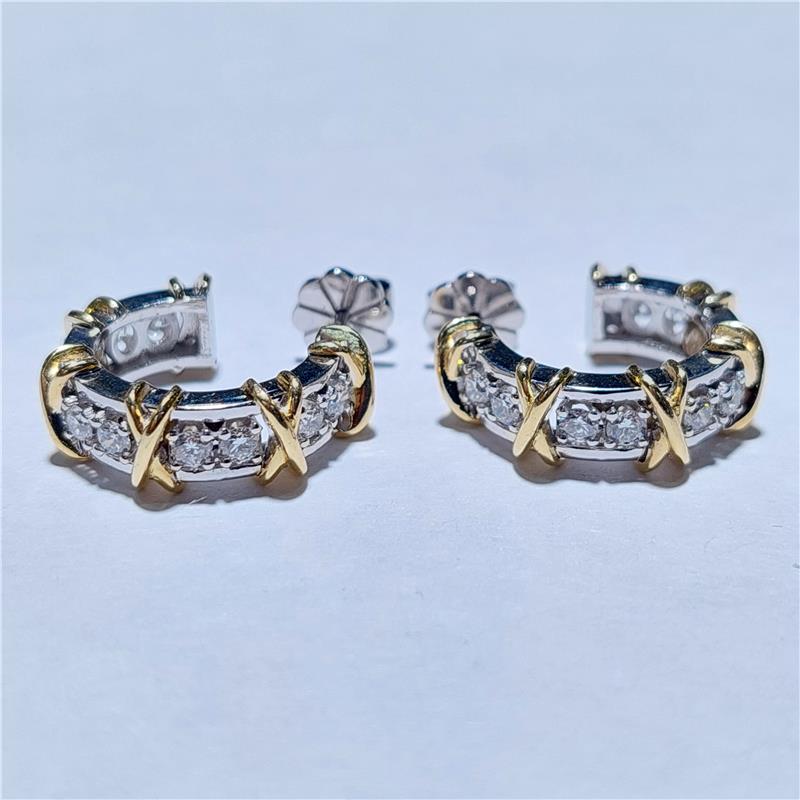 0,76 Карат Бриллиант 18 K Gold Серьги 9,40 гр