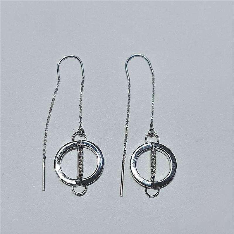 0.06 Карат Бриллиант 14 K Белое Золото Серьги 2.43 гр