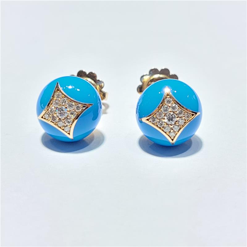 0,27 Карат Бриллиант 18 K Розовое Золото Серьги 5,48 гр