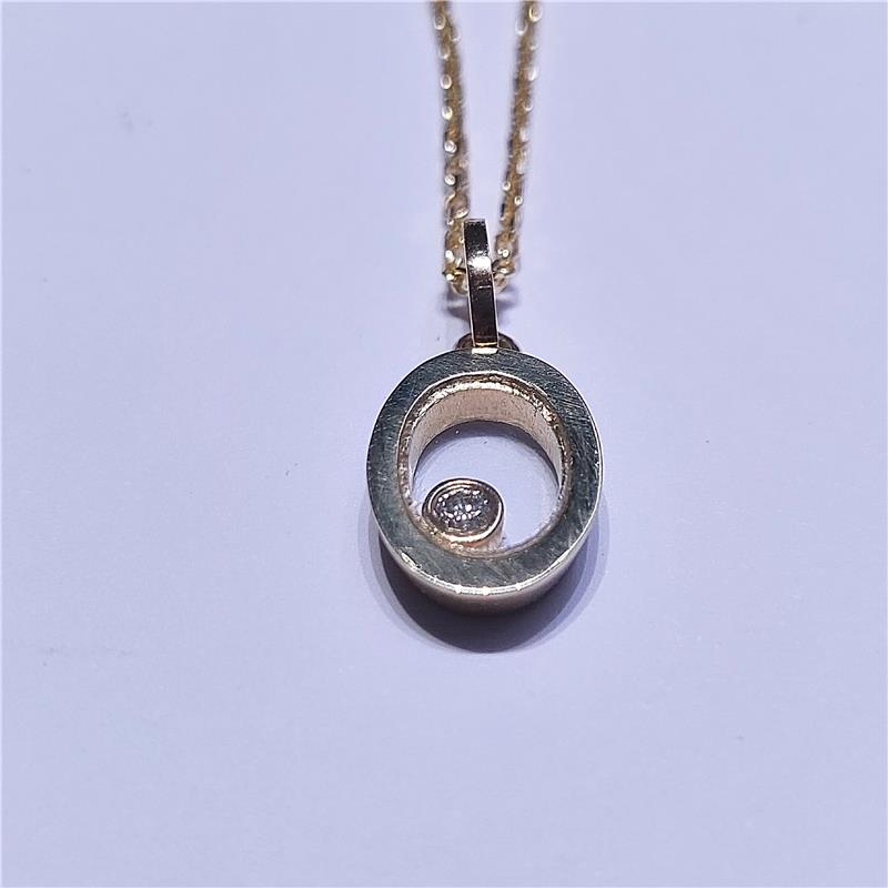 0.05 ct Diamond 14 K Yellow Gold Necklace 4.47 gr