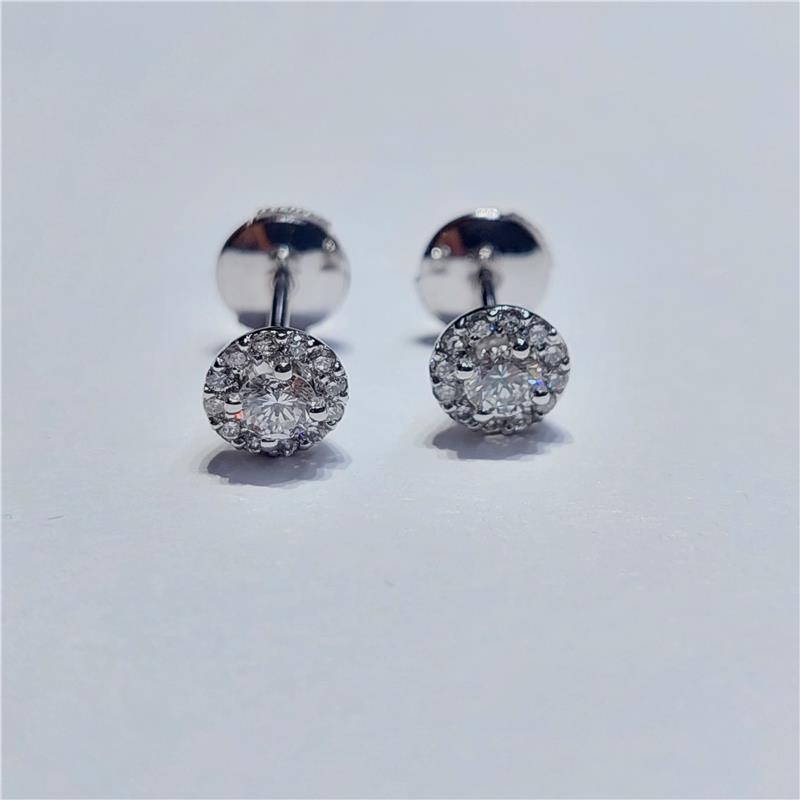 0.64 Карат Бриллиант 18 K Белое Золото Серьги 2.53 гр