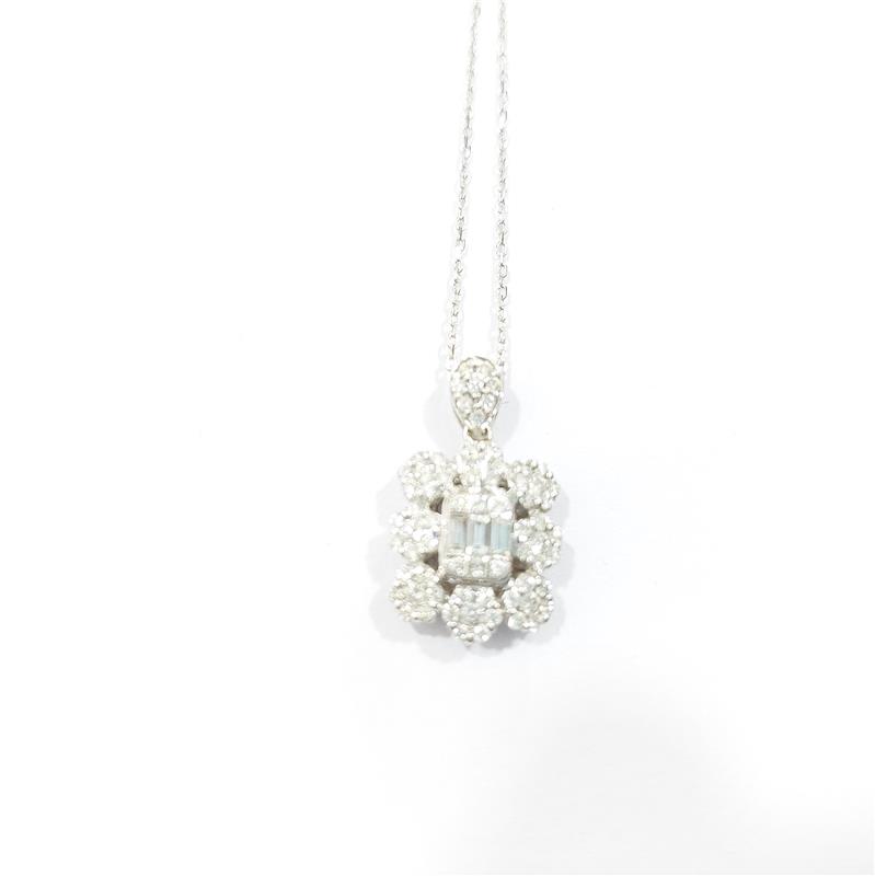 1.10 ct Diamond 18 K White Gold Necklace 5.10 gr