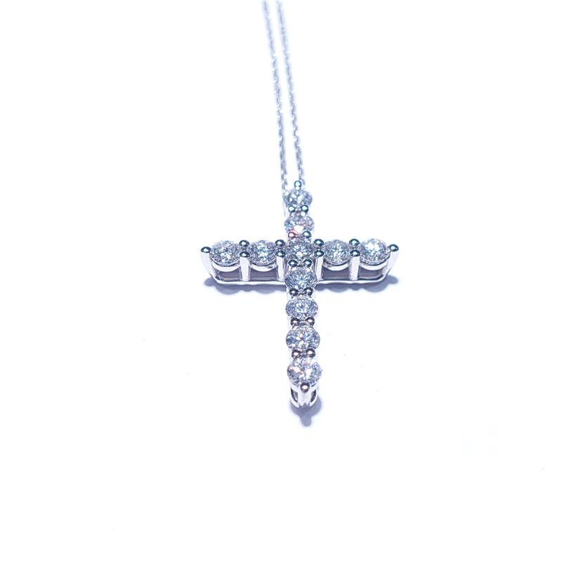 1.10 ct Diamond 18 K White Gold Necklace 4.11 gr