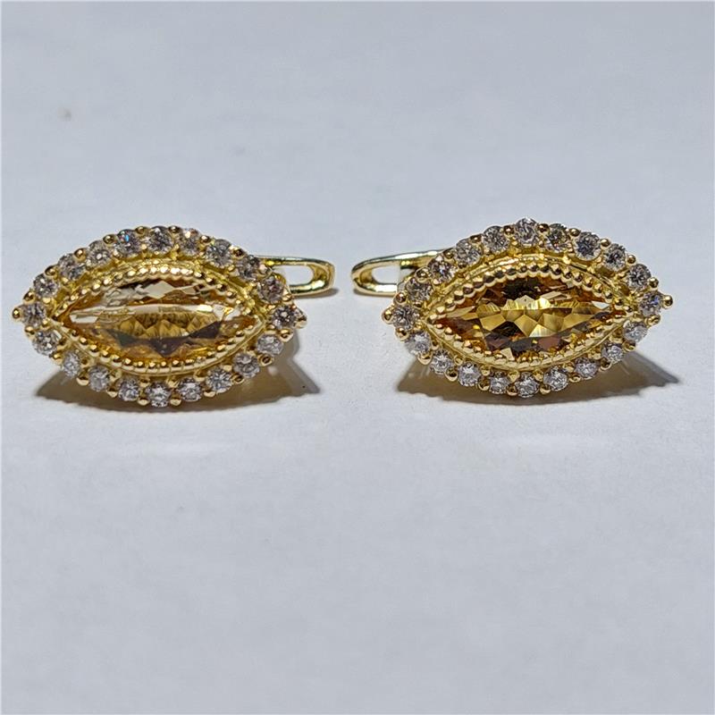 0,62 Карат Бриллиант 14 K Желтое Золото Серьги 5,10 гр