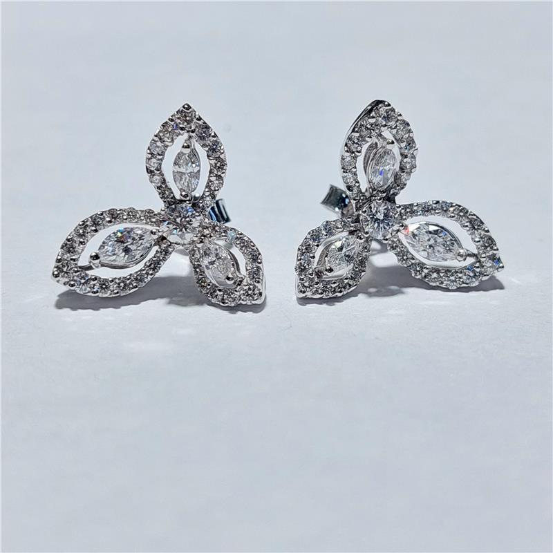 2,41 Карат Бриллиант 18 K Белое Золото Серьги 6,29 гр