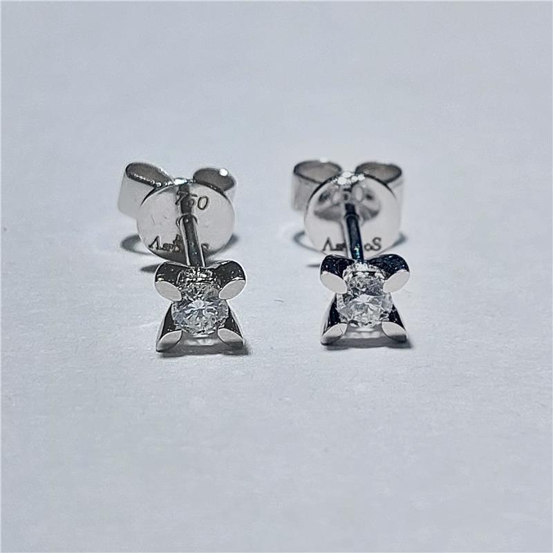 0,18 Карат Бриллиант 18 K Белое Золото Серьги 1,55 гр