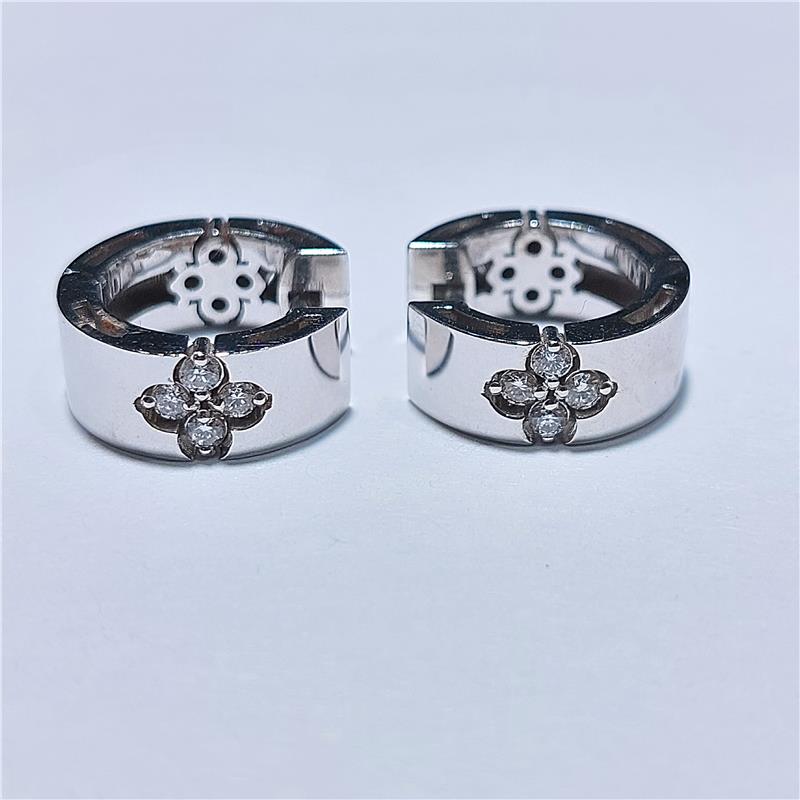 0,26 Карат Бриллиант 18 K Белое Золото Серьги 7,47 гр