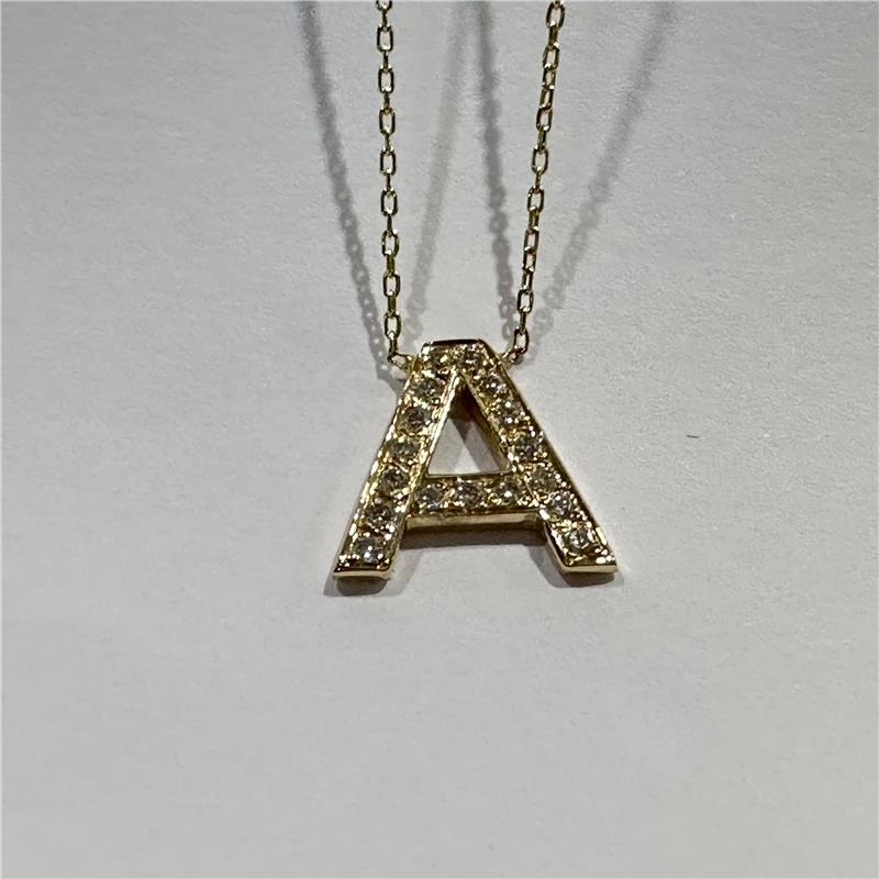0.18 ct Diamond 14 K Yellow Gold Necklace 1.94 gr