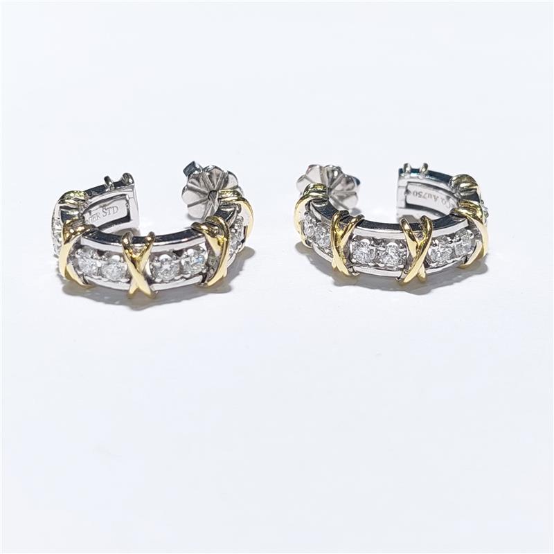 0.76 Карат Бриллиант 18 K Gold Серьги 8.33 гр