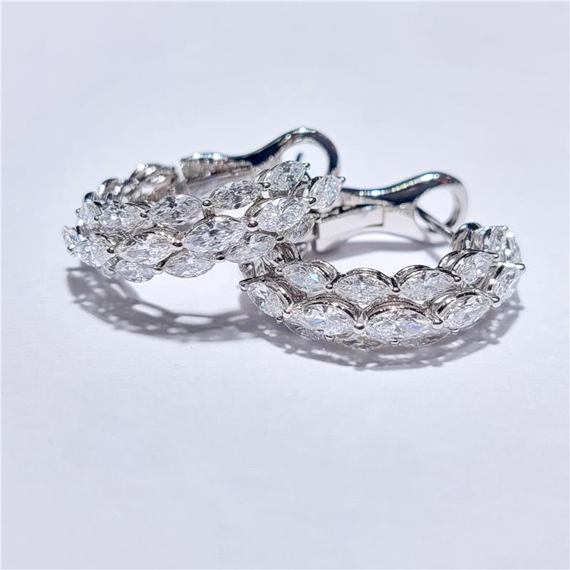 2.46 Карат Бриллиант 18 K Белое Золото Серьги 8.19 гр