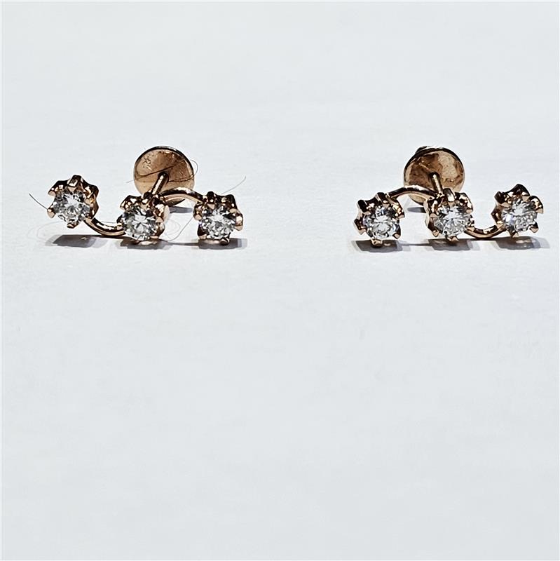 1.25 Карат Бриллиант 14 K Розовое Золото Серьги 3.51 гр