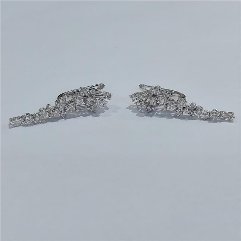 1,08 Карат Бриллиант 18 K Белое Золото Серьги 5,76 гр