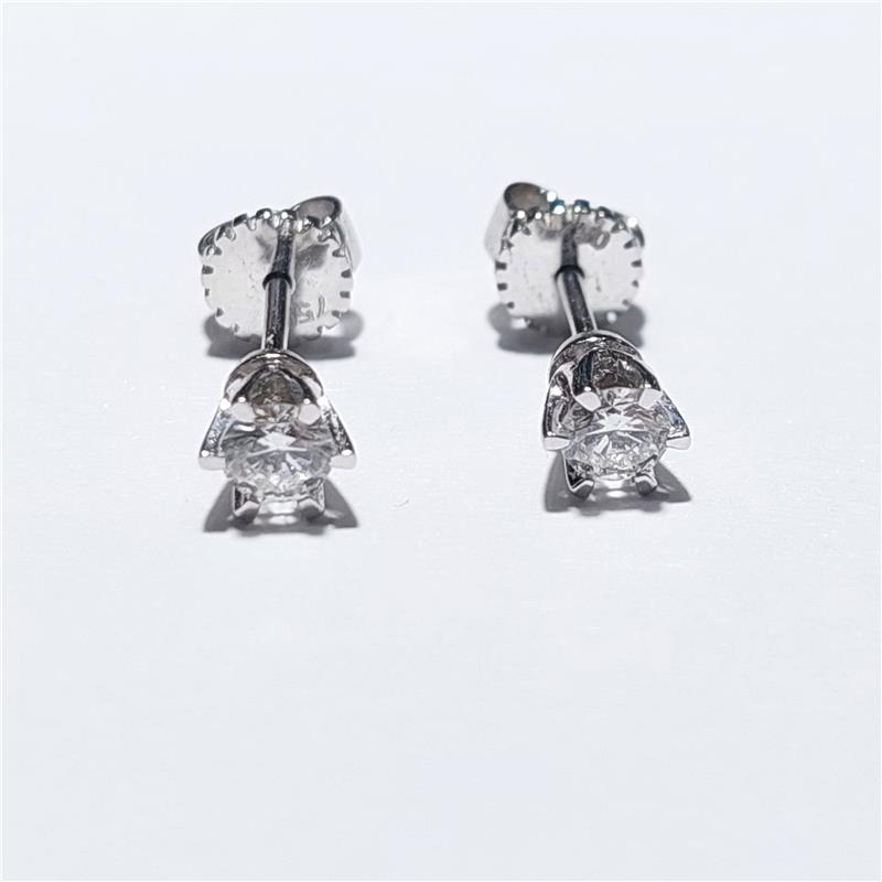0.22 Карат Бриллиант 18 K Белое Золото Серьги 1.66 гр