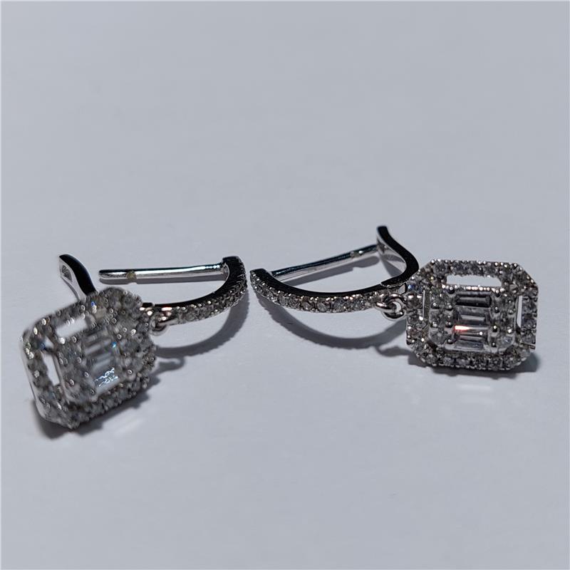 1,01 Карат Бриллиант 18 K Белое Золото Серьги 3,65 гр